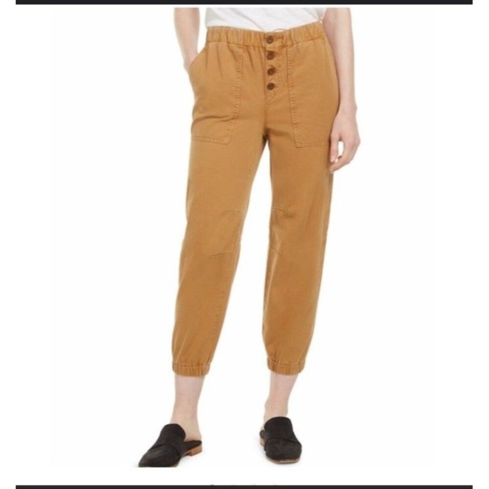 Free People Cadet Button Fly Brown‎ Cropped Joggers size Small